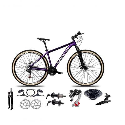 Bicicleta Aro 29 Absolute Nero 5 Câmbios Shimano 24v K7 Freios Hidráulicos Garfo Trava Com Pneu Faixa - Roxo Tam.19