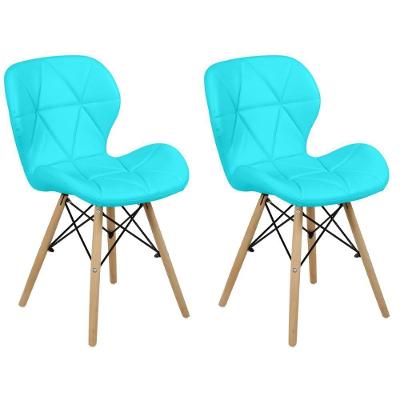 Kit 02 Cadeiras Charles Eames Eiffel Slim Wood Estofada - Tiffany