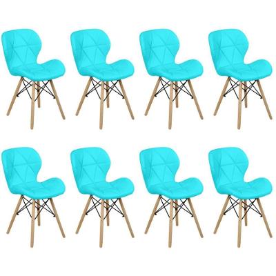 Kit 08 Cadeiras Charles Eames Eiffel Slim Wood Estofada - Tiffany