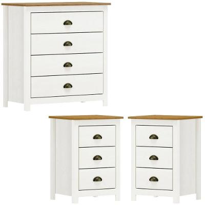 Comoda 4 Gv 02 Mesas De Cabeceira 3 Gv Madeira Maciça Branco Freijo Milani Store