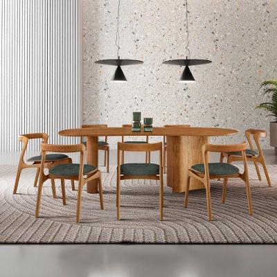 Mesa De Jantar Soláris 220cm Madeira Tampo Laminado Orgânico Jade/Imbuia Nat.