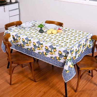 Toalha De Mesa Tropical Microfibra Estampada 2,00m X 1,50m Para 6 Lugares Limão