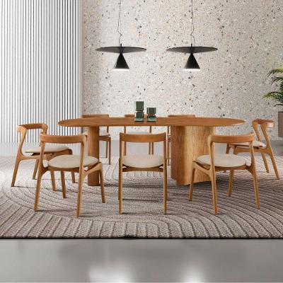 Mesa De Jantar Soláris 220cm Madeira Tampo Laminado Orgânico Linho Off/Imbuia Nat.