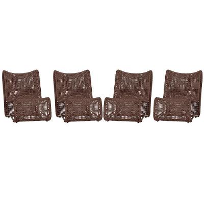 4 Poltronas Texas Em Alumínio Marrom Corda Náutica Trama Marrom