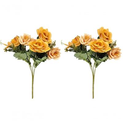 Jogo Buquê Mini Rosas Pêssego 5 Flores 2 Un