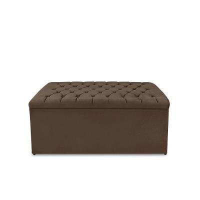 Calçadeira Baú Estofada Dunas Casal 140 Cm - Veludo Marrom