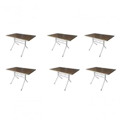 Kit 6 Mesas Moema 120x70 Imbuia Base Branca