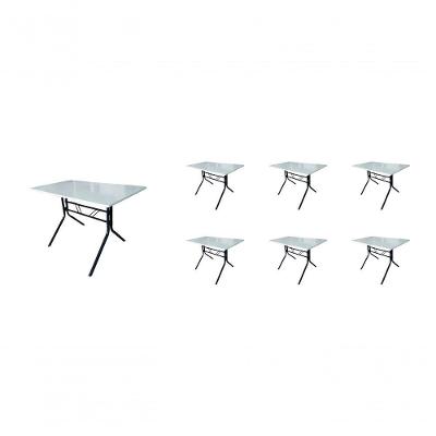 Kit 7 Mesas Moema 120x70 Branca Base Preta