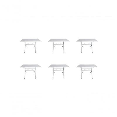 Kit 6 Mesas Moema 120x70 Branca Base Branca