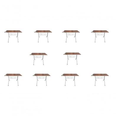 Kit 10 Mesas Moema 120x70 Imbuia Base Branca