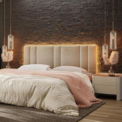 Cabeceira King Estofada Com Led Linho Bege