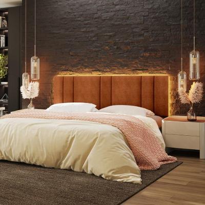 Cabeceira King Estofada Com Led Boucle Teracota