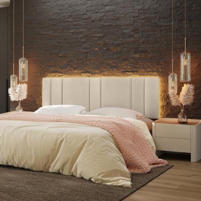 Cabeceira King Estofada Com Led Boucle Bege