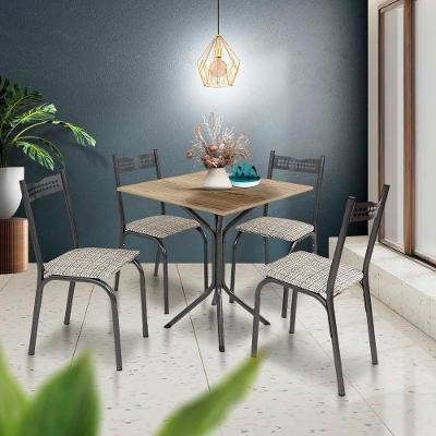 Mesa Para Cozinha Pequena 4 Cadeiras Preto Carvalho Manteiga Alexia