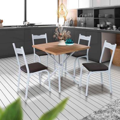 Mesa De Jantar Quadrada 4 Cadeiras Branco Carvalho Alba Slim