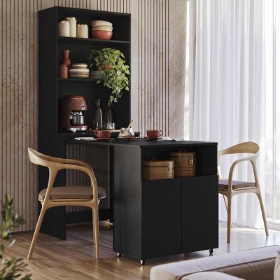Armário Bancada De Cozinha 2 Portas Com Mesa Retrátil Duo - Preto