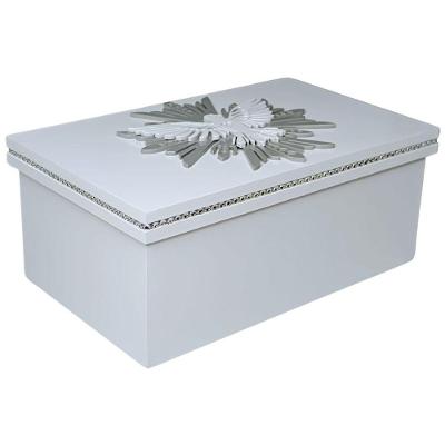 Caixa Strass Presente Para Batizado Com Símbolo Pomba Do Espirito Santo  (25x15x10,5)