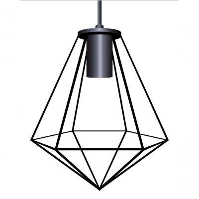 Lustre Pendente Moderno Aramado Diamante Preto Preto