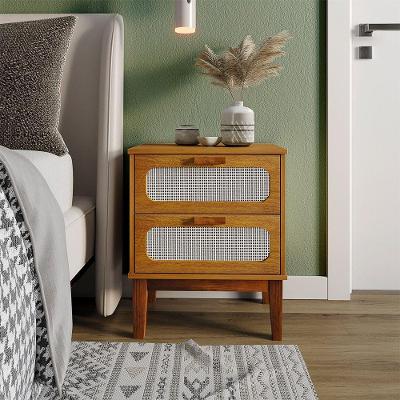 Mesa De Cabeceira Santorini 2 Gavetas 45 Cm Nature - Bege