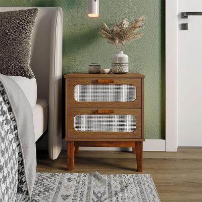 Mesa De Cabeceira Santorini 2 Gavetas 45 Cm Amêndoa - Bege