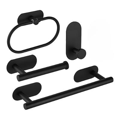 Suporte Acessórios Banheiro Inox Autoadesivo Com 4 Peças Preto