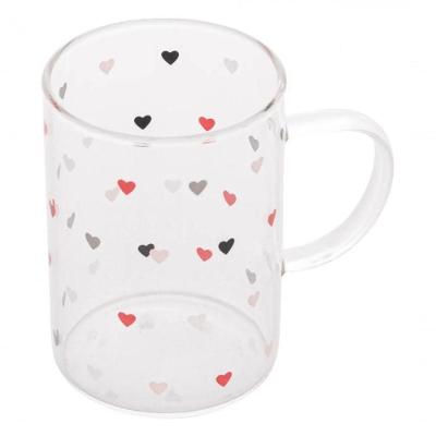Xícara Caneca De Vidro Corações Love 200 Ml - Lyor