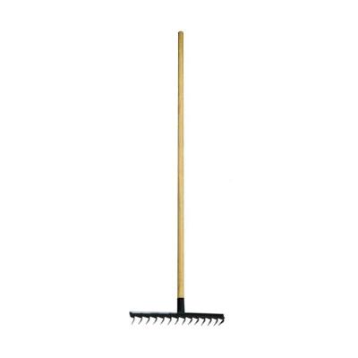 Ancinho 12 Dentes Aço Carbono Cabo Madeira Pra Limpeza 125cm