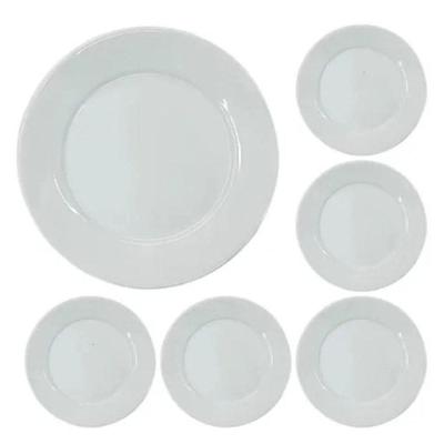 Kit De 25 Pratos Rasos Porcelana 24,5 Cm Bar Hotel Germer