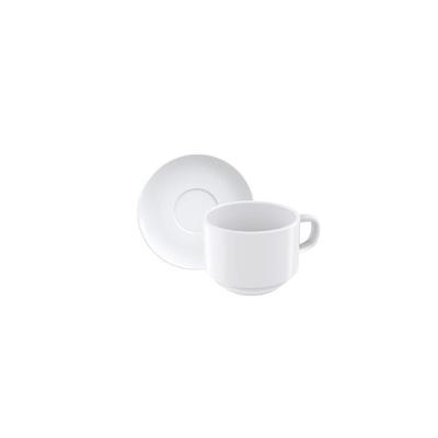 Conjunto Xícara E Pires De Chá Tramontina Paola Em Porcelana 240 Ml 2 Peças