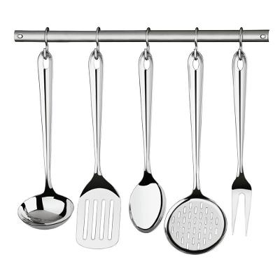 Jogo De Utensilios Tramontina Utility Em Aço Inox Com Suporte De Parede Acabamento Brilho 5 Peças