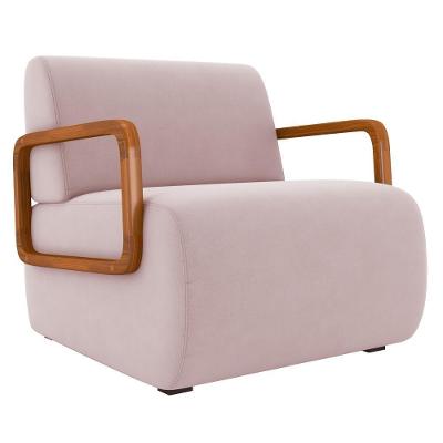 Poltrona Decorativa Orgânica Para Sala Belarus K04 Veludo Rosê - Mpozenato