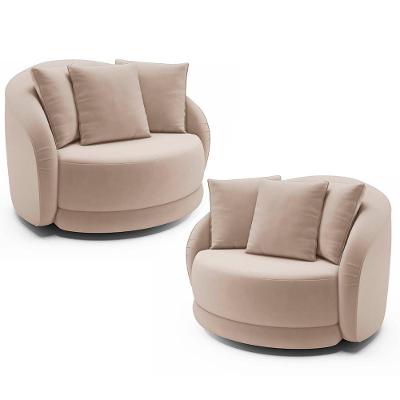 Kit 2 Poltronas Decorativa Giratória Para Sala Kaly M22 Veludo Bege - Mpozenato