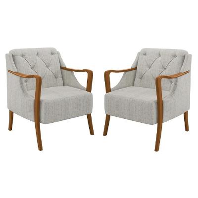 Kit 2 Poltronas Decorativas Para Sala De Estar Capitonê Lapa M22 Linho Cru - Mpozenato