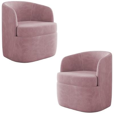 Kit 2 Poltronas Giratória Decorativa Para Sala Dandara K04 Veludo Rosê - Mpozenato