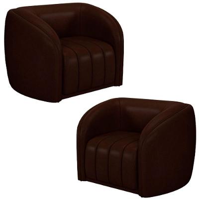 Kit 2 Poltronas Decorativa Para Sala 112cm Meris M22 Sintético Café - Mpozenato