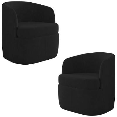 Kit 2 Poltronas Giratória Decorativa Para Sala Dandara K04 Veludo Preto - Mpozenato
