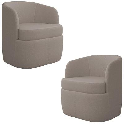 Kit 2 Poltronas Giratória Decorativa Para Sala Dandara K04 Bouclê Bege Escuro - Mpozenato