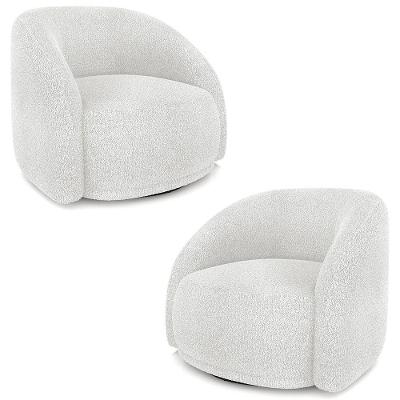 Poltrona Decorativa Orgânica Giratória Kit 2 Lya M22 Boucle Branco - Mpozenato