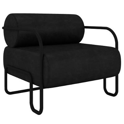 Poltrona Decorativa Para Sala Industrial Kira K04 Sintético Preto - Mpozenato