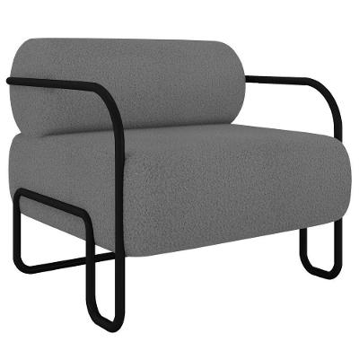 Poltrona Decorativa Para Sala Industrial Kira K04 Bouclê Cinza - Mpozenato