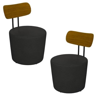 Kit 2 Poltronas Decorativas Redondas 53cm Le Moon M22 Pu Preto - Mpozenato