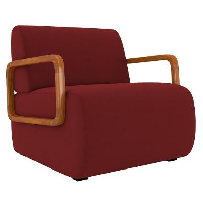 Poltrona Decorativa Orgânica Para Sala Belarus K04 Veludo Vermelho - Mpozenato