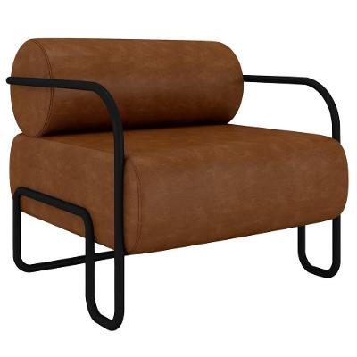 Poltrona Decorativa Para Sala Industrial Kira K04 Sintético Marrom - Mpozenato