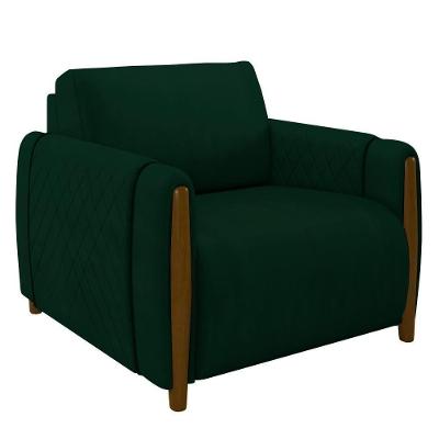 Poltrona Decorativa Para Sala De Estar 98cm Amaranto M22 Veludo Verde - Mpozenato