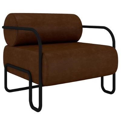 Poltrona Decorativa Industrial Kira K04 Sintético Marrom Escuro - Mpozenato