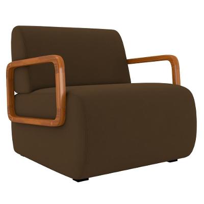 Poltrona Decorativa Orgânica Para Sala Belarus K04 Veludo Marrom - Mpozenato
