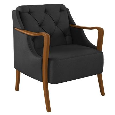 Poltrona Decorativa Para Sala De Estar Capitonê Lapa M22 Pu Preto - Mpozenato