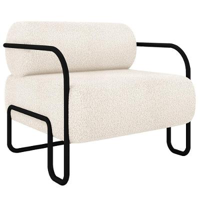 Poltrona Decorativa Para Sala Industrial Kira K04 Bouclê Bege - Mpozenato
