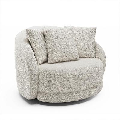 Poltrona Decorativa Giratória Para Sala 122cm Kaly M22 Boucle Branco - Mpozenato