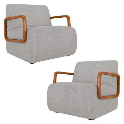 Poltrona Decorativa Orgânica Para Sala Kit 2 Belarus K04 Bouclê Creme - Mpozenato